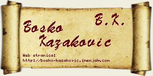 Boško Kazaković vizit kartica